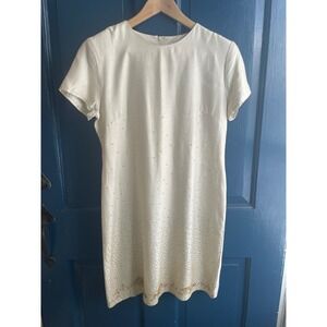 Vintage Sheath Dress 6 Short Sleeve Gold Embellished Cocktail Jeffrey & Dara